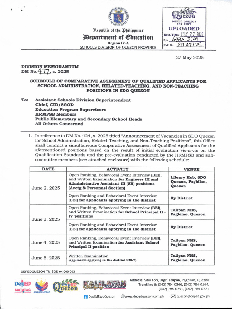 DM 477, S. 2025-Application For Promotion | PDF