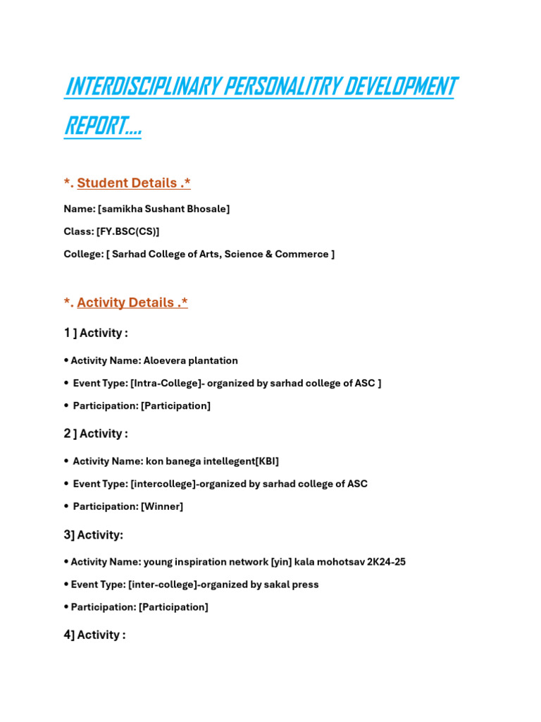 Interdisciplinary Personality Development Report | PDF | Leadership ...