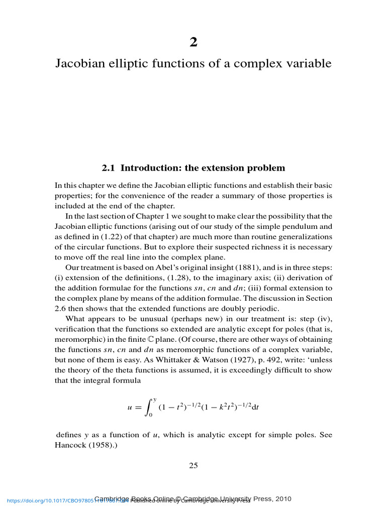 IMPORT Jacobian Elliptic Functions of A Complex Variable | PDF ...