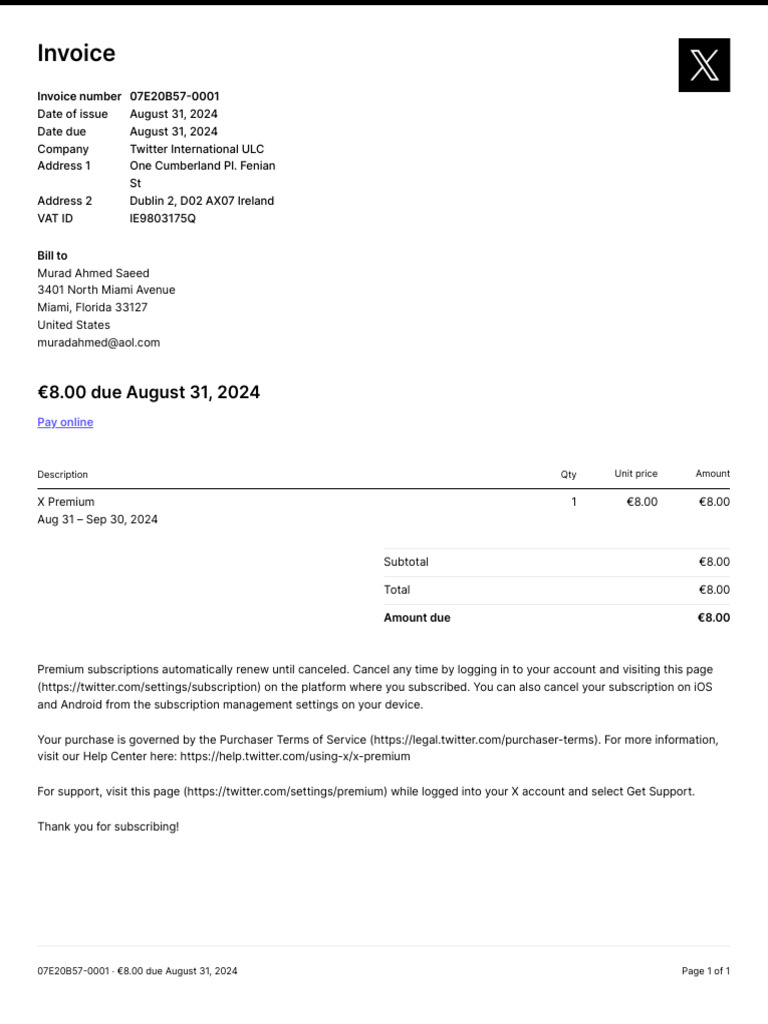 Invoice 07E20B57 0001 | PDF