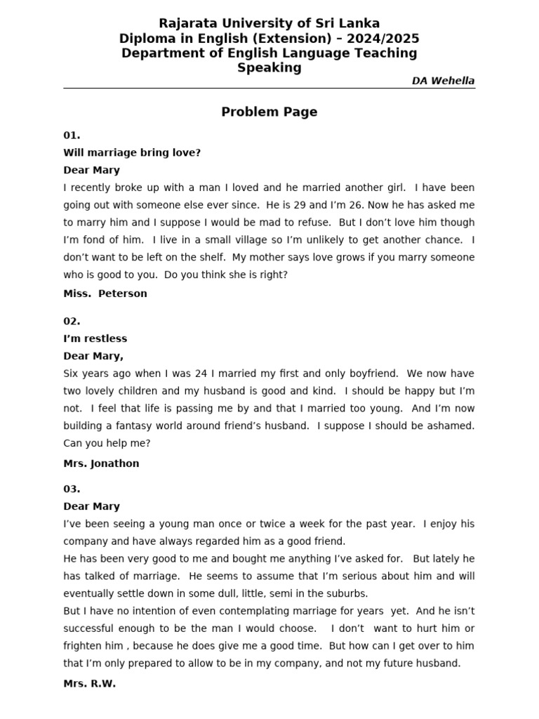Problem Page | PDF