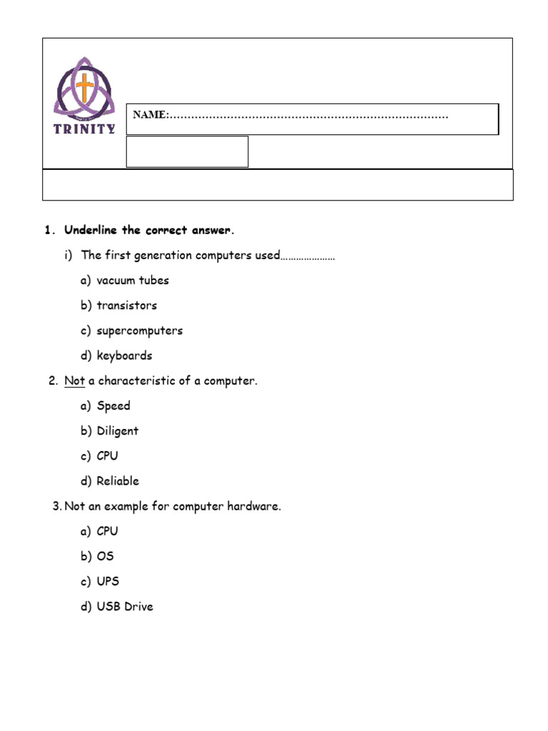 Computer Test Questions and Answers | PDF | Computer Data Storage ...