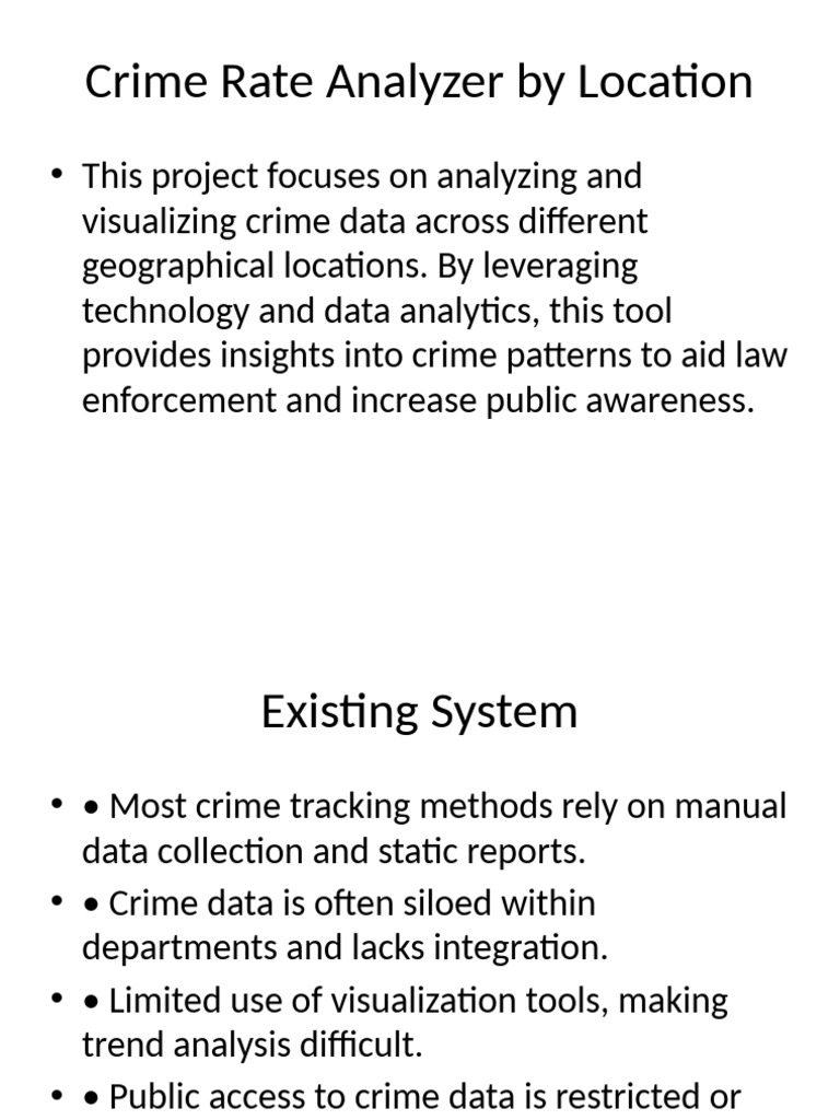 Crime Rate Analyzer Presentation Detailed | PDF | Data | Databases
