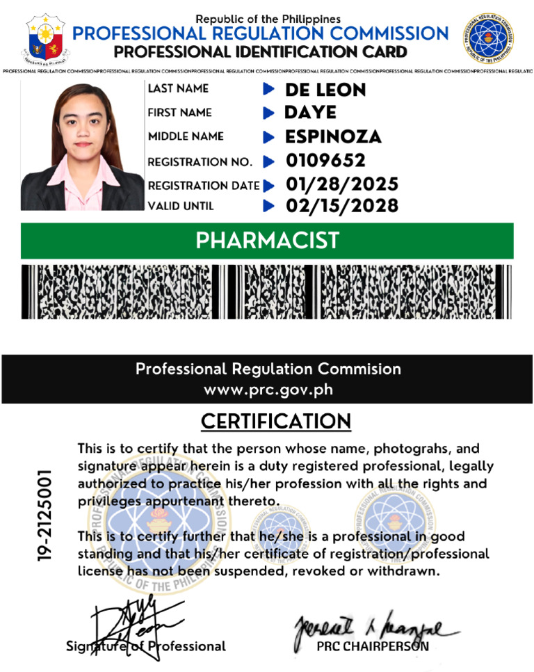 Professional Pharmacist ID Card | PDF