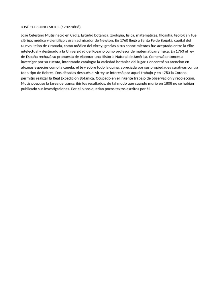 José Celestino Mutis | PDF