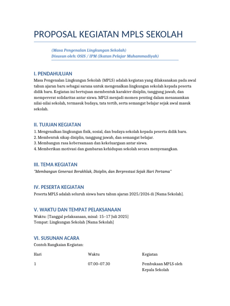 Proposal Kegiatan MPLS Sekolah 2025 | PDF