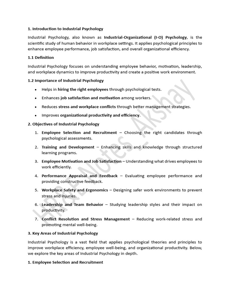 2.1 Industrial Psychology Notes 2025 | PDF | Industrial And ...