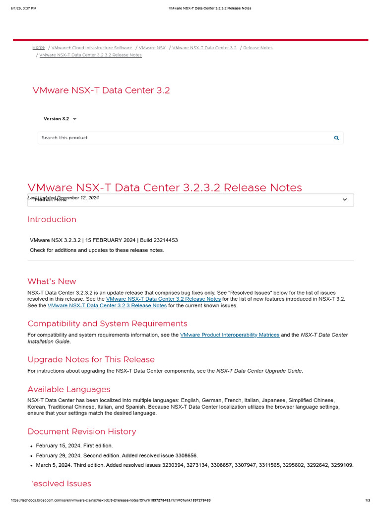 VMware NSX-T Data Center 3.2.3.2 Release Notes | PDF | Computer ...