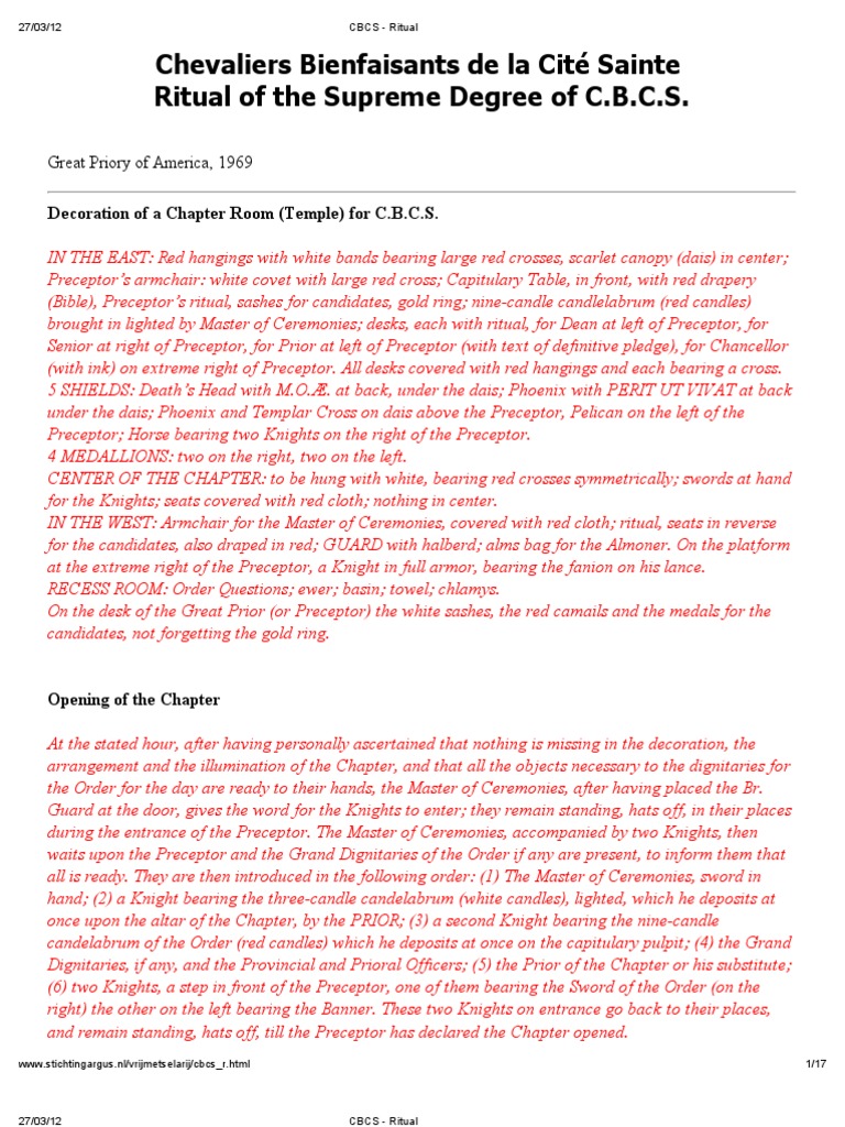 CBCS Ritual Ingles PDF Freemasonry Knights Templar
