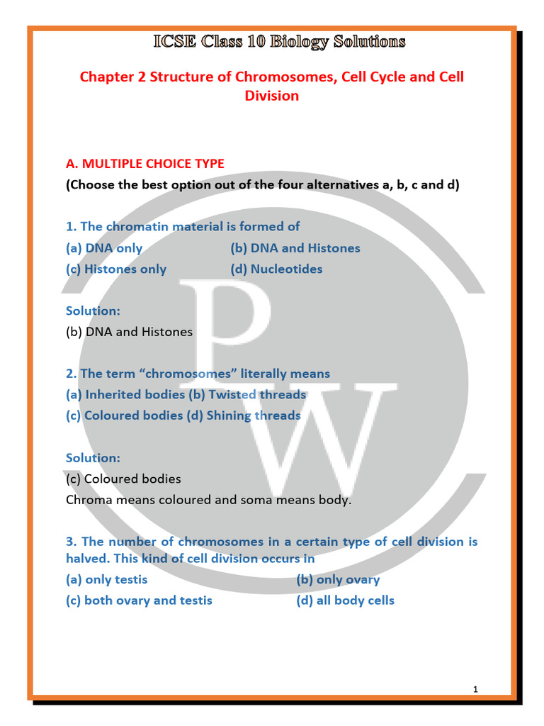 Chapter 2 Structure of Chromosomes, Cell Cycle and Cell Division | PDF ...