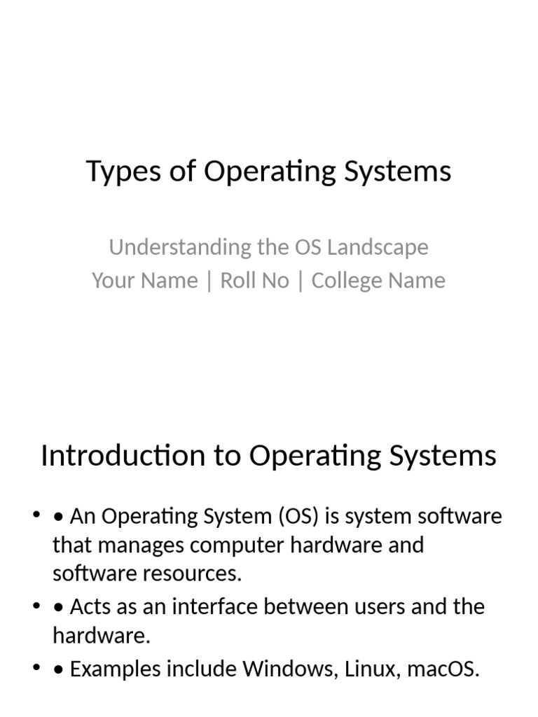 Overview of Operating System Types | PDF | Operating System | Computer ...