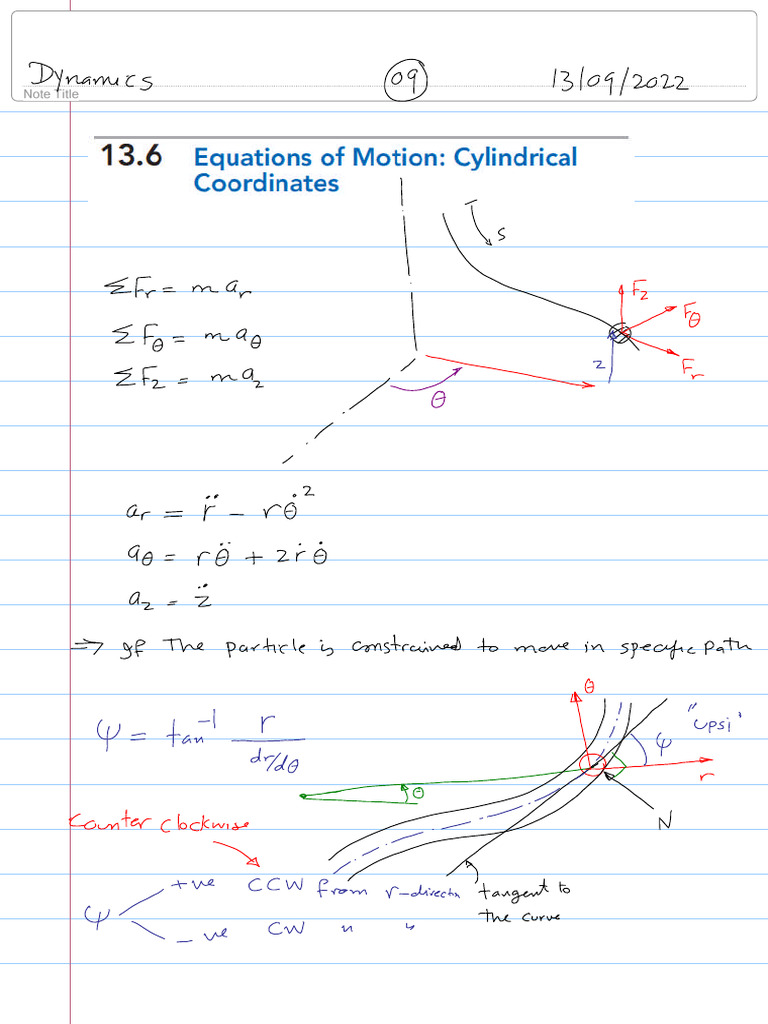 09-EoM - Cylindrical Coordinates | PDF