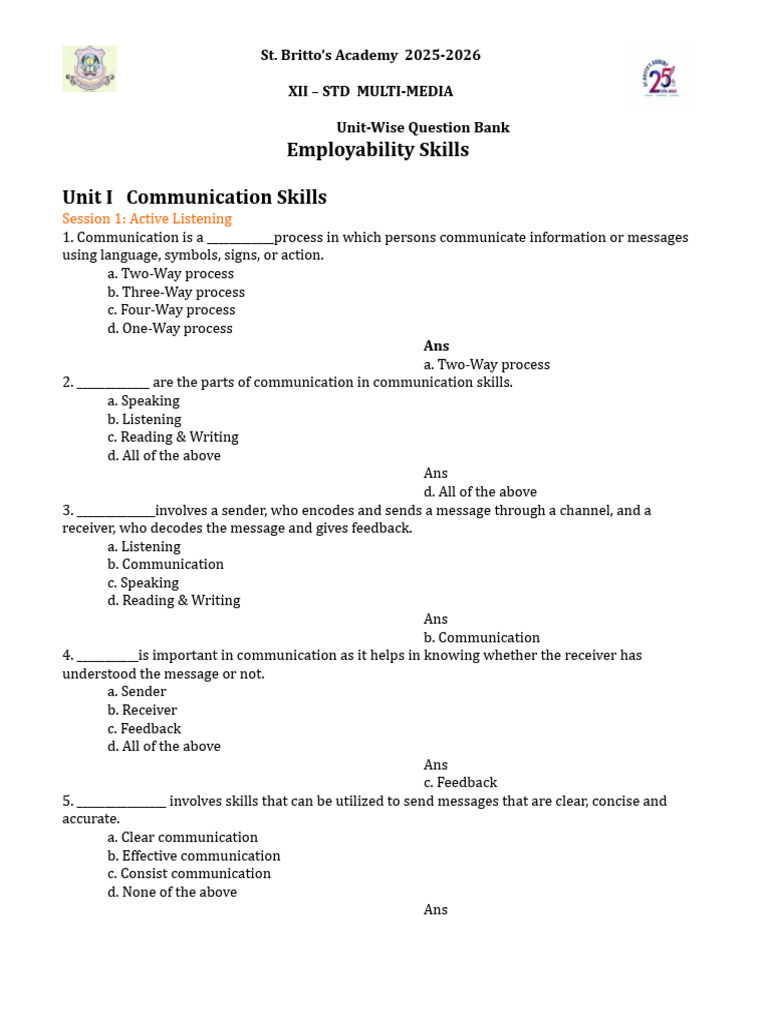 Unit 1 Communication Skills QB | PDF | Part Of Speech | Adverb