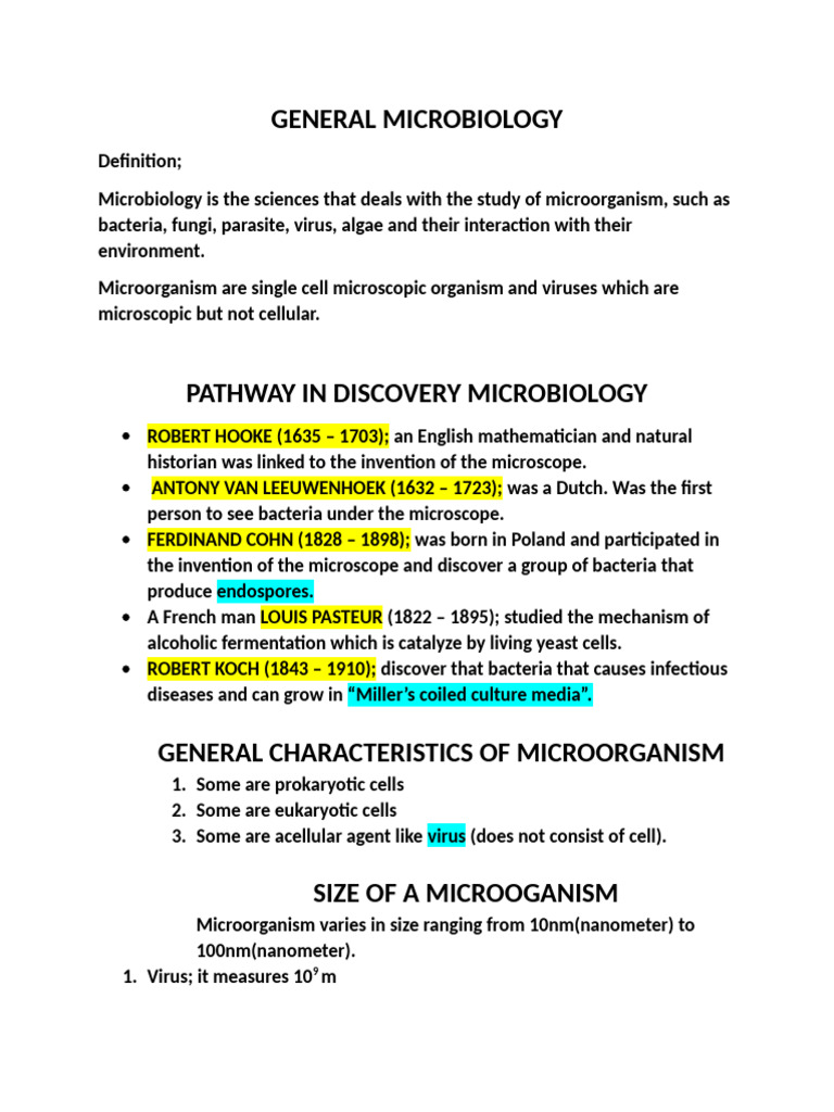 Overview of General Microbiology | PDF | Cell (Biology) | Bacteria