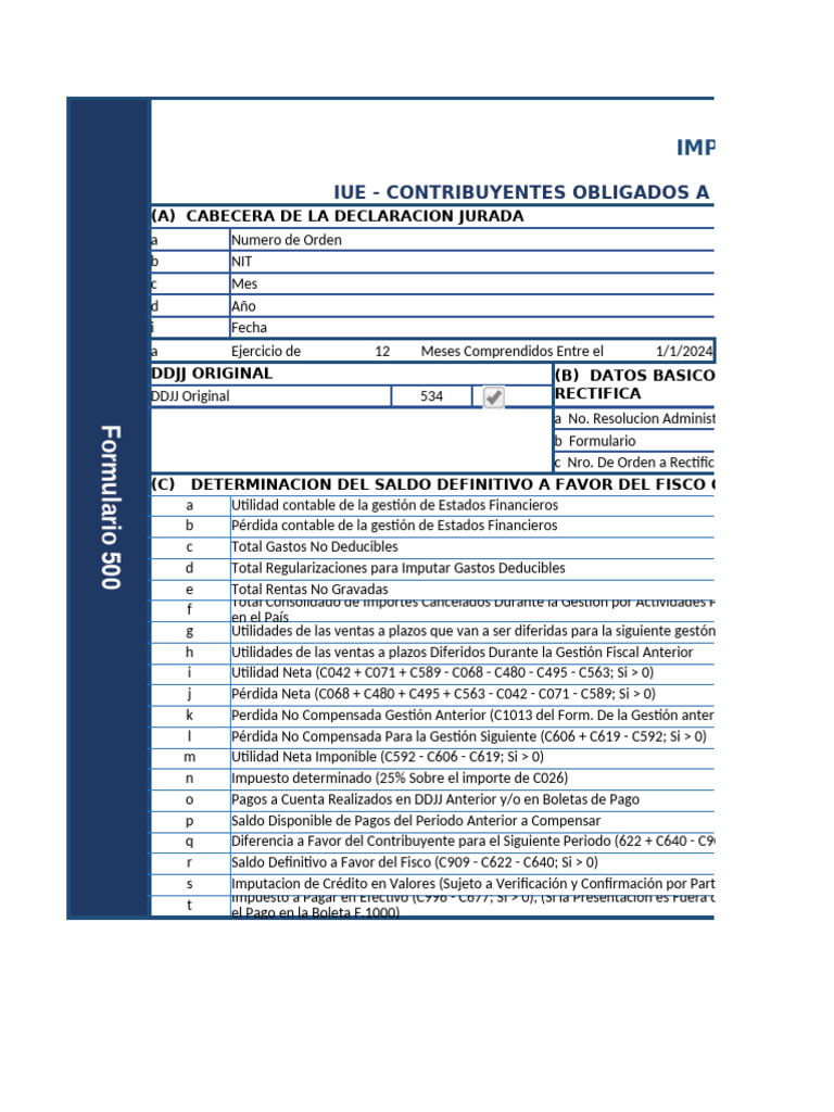 Form-500 - Iue | PDF | Contabilidad | Impuestos