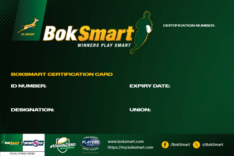 BokSmart Certification Card Details | PDF