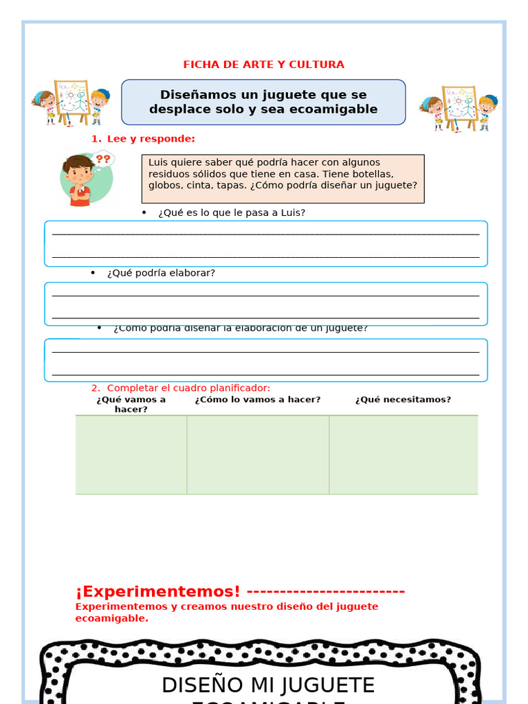 Ficha Ayc Vier 6 Diseñamos Un Juguete 933623393 Prof Yessenia | PDF