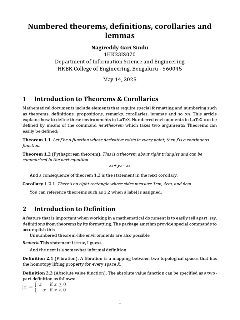 LaTeX Guide for Theorems and Definitions | PDF | Theorem | Function ...