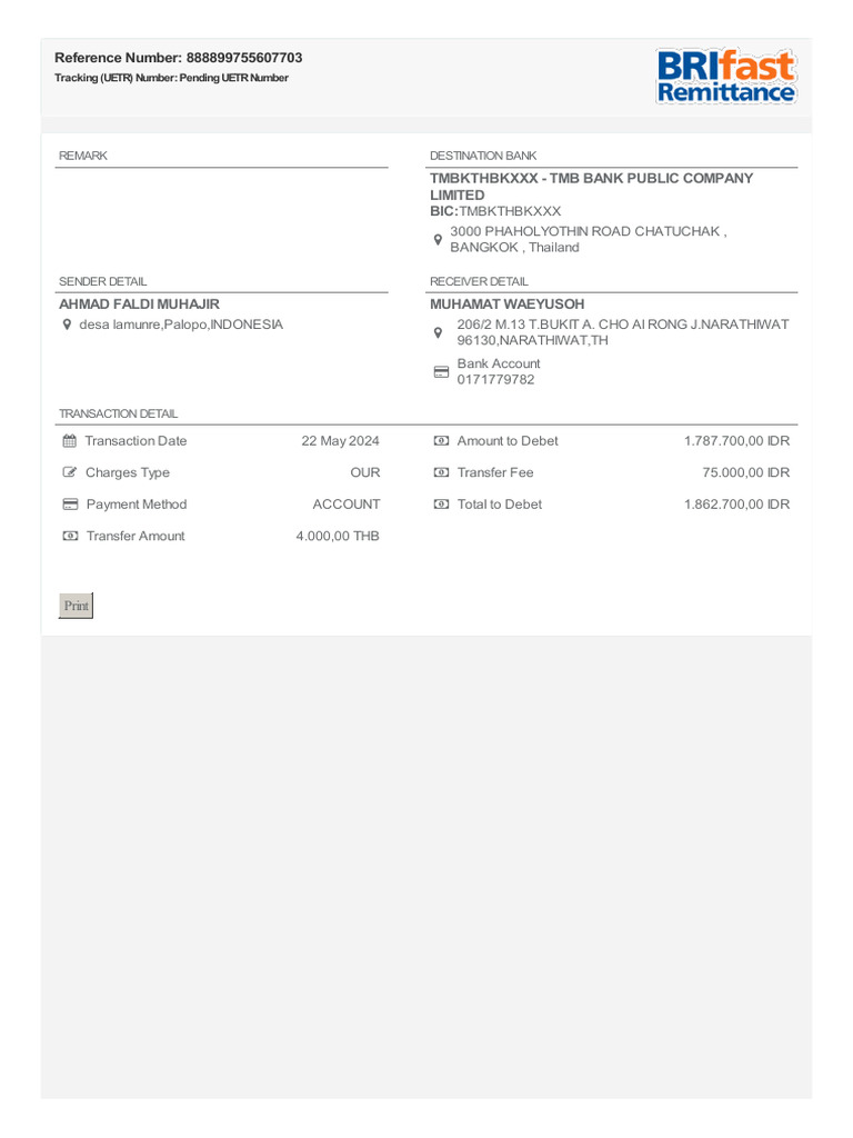 TMBKTHBKXXX - TMB Bank Public Company Limited Bic:: Reference Number ...