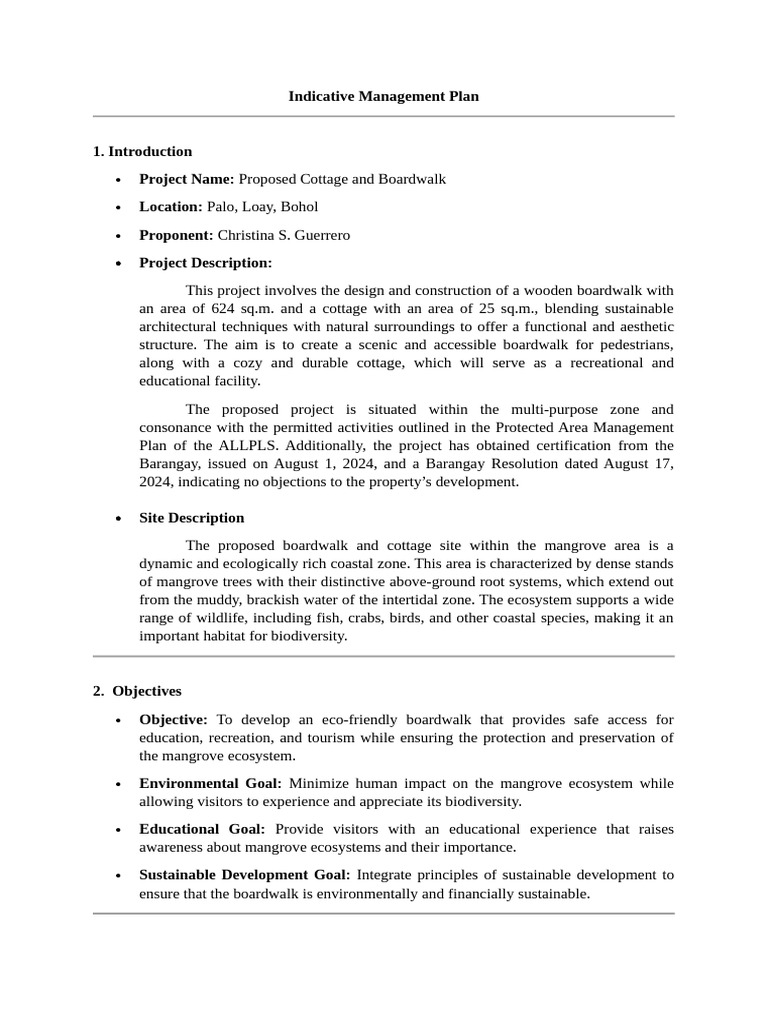 Indicative Management Plan | PDF | Mangrove | Sustainability