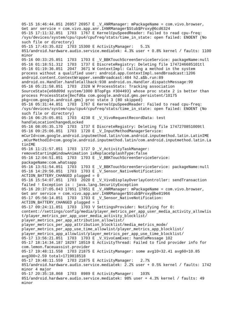 Vivo Device Error Logs and ANR Reports | PDF | Computer File | Kernel ...