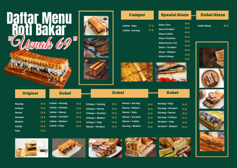 Contoh Desain Menu Roti Bakar | PDF