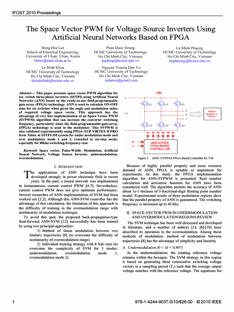 ANN-Based SVPWM for Inverters Using FPGA | PDF | Power Inverter | Field ...