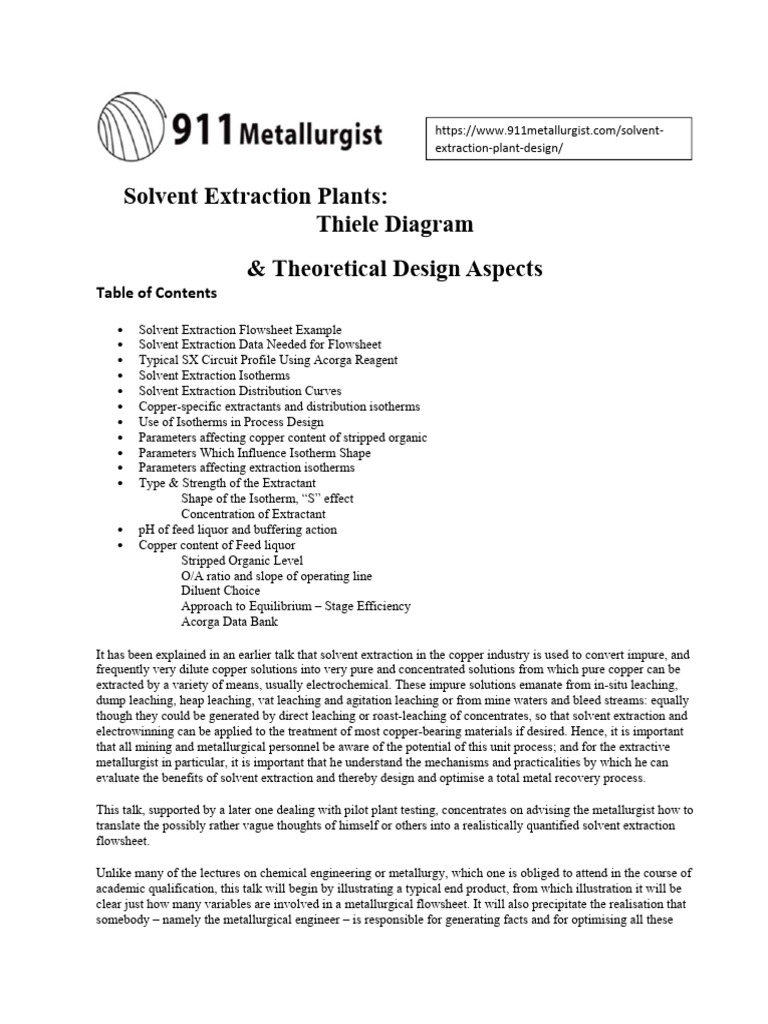 Solvent Extraction Design for Copper Recovery | PDF | Ph | Copper