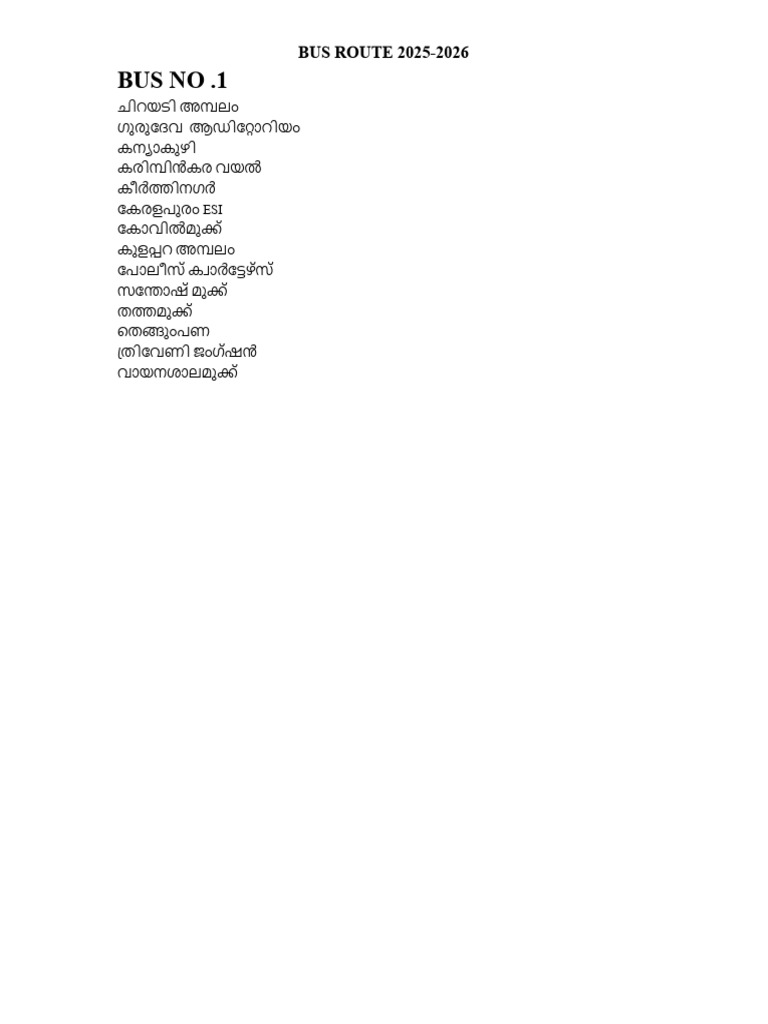 Bus Route.. | PDF