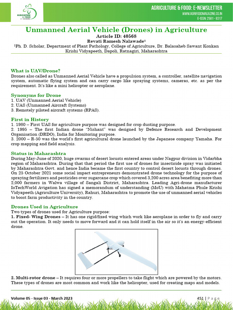 Drones Transforming Agriculture in India | PDF | Unmanned Aerial ...