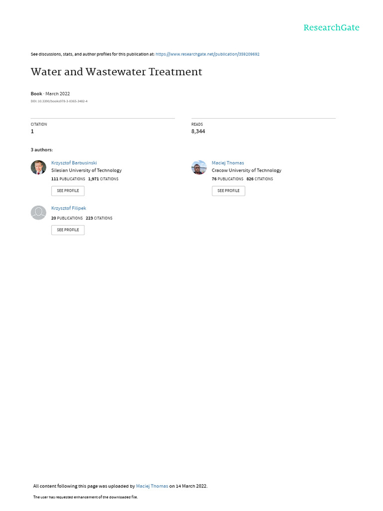 Water and Wastewater Treatment Insights | PDF | Sewage Treatment ...