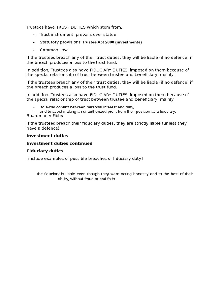 Trustee Duties and Liabilities Explained | PDF