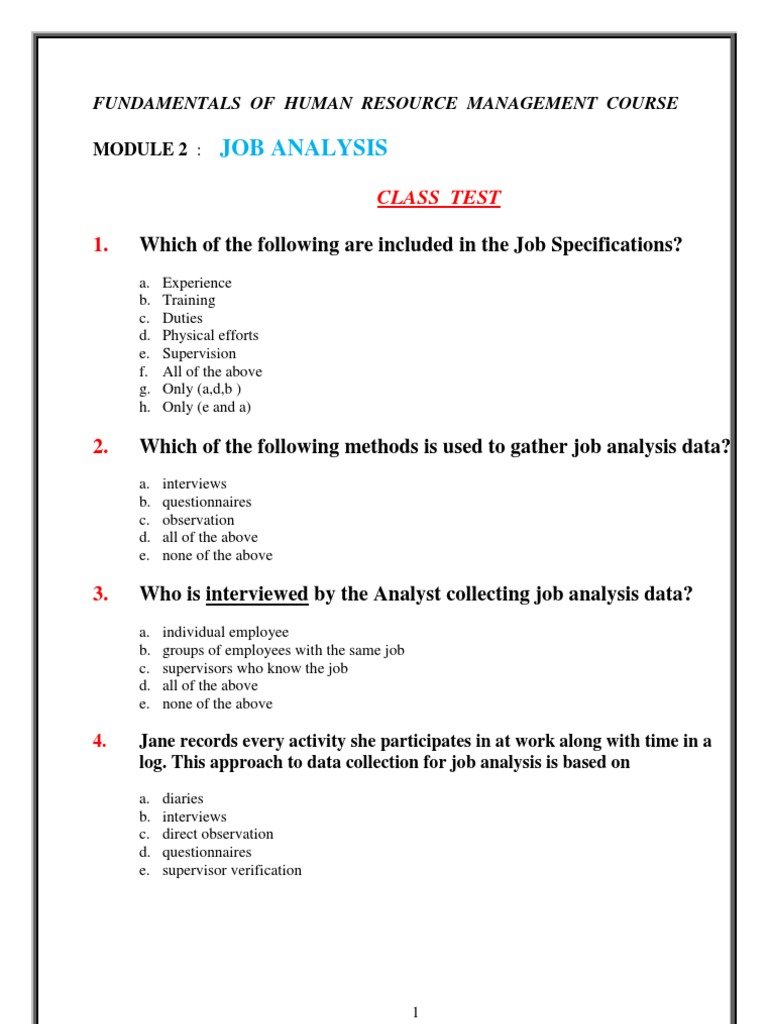 Job Analysis__Multiple Choice Test Employment Epistemology