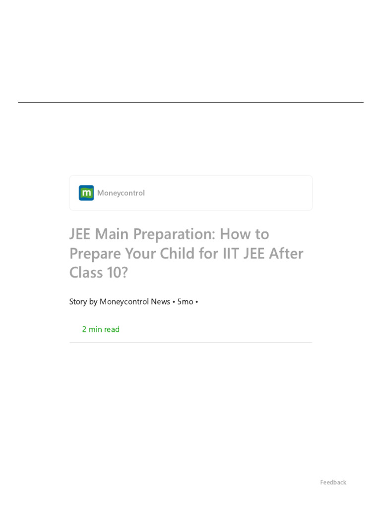 Preparing for IIT JEE After Class 10 | PDF