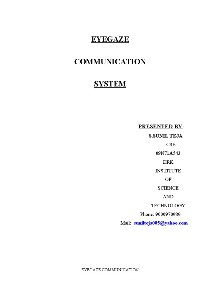 Eyegaze Communication System: Presented by | PDF | Business ...