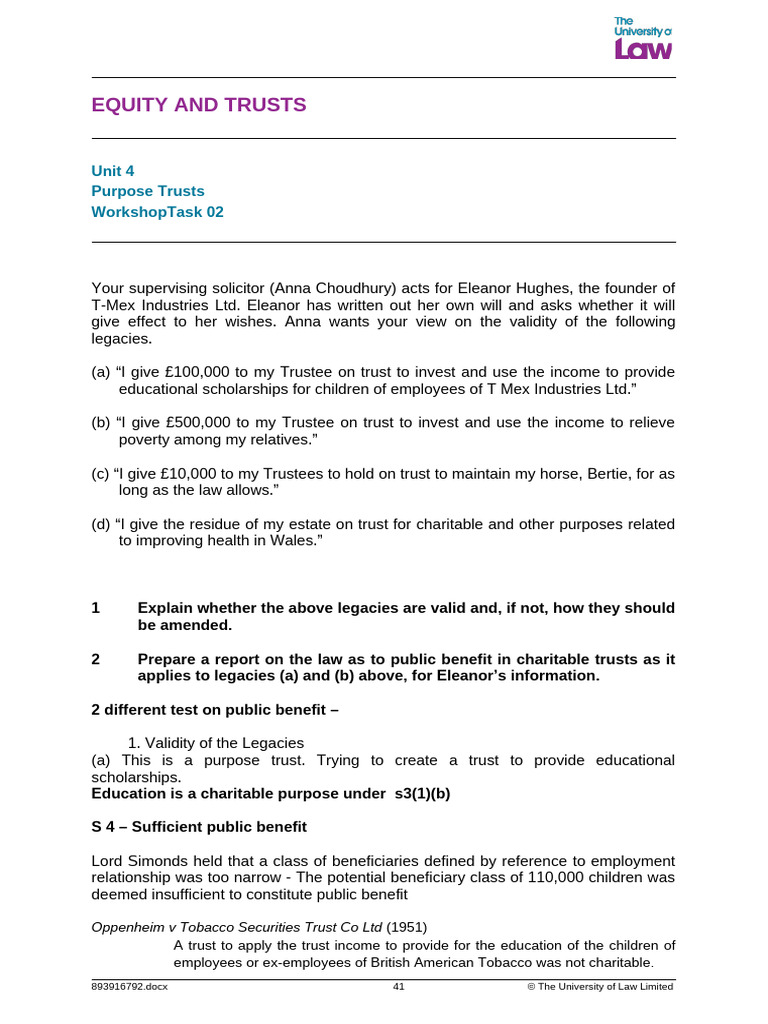 oppenheim v tobacco securities trust co ltd 1951 Validity of Purpose Trusts in Wills | PDF | Inheritance