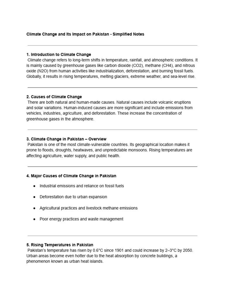 Climate Change Consequences in Pakistan | PDF | Climate Change ...