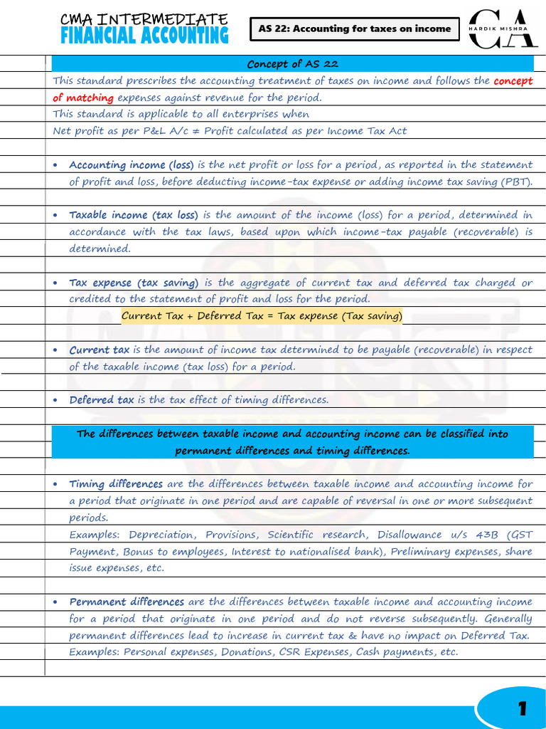 AS 22: Income Tax Accounting Guide | PDF | Deferred Tax | Depreciation