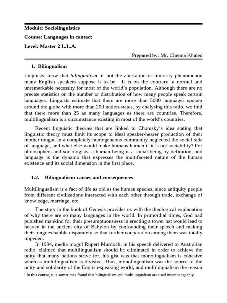 Understanding Bilingualism and Multilingualism | PDF | Multilingualism ...