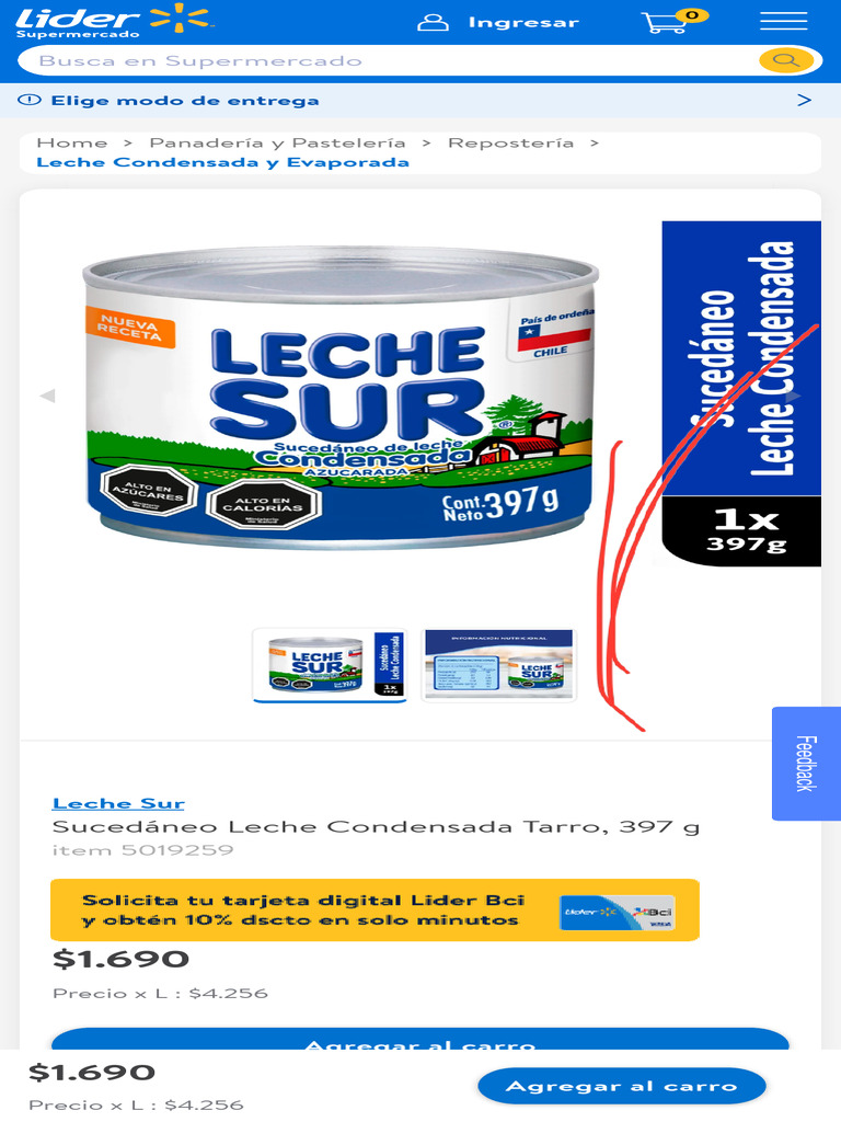 Sucedáneo Leche Condensada Tarro, 397 G Leche Sur Lider - CL | PDF
