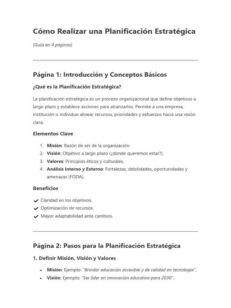 Guía de Planificación Estratégica Efectiva | PDF | Planificación ...