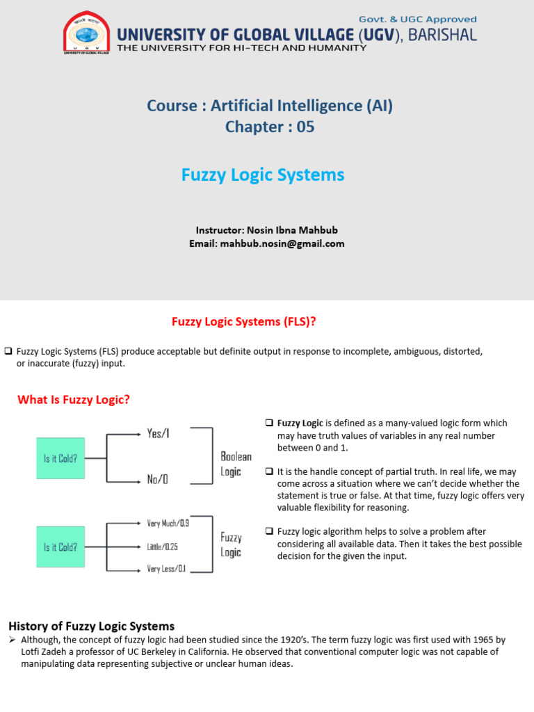 Understanding Fuzzy Logic Systems in AI | PDF | Fuzzy Logic | Logic