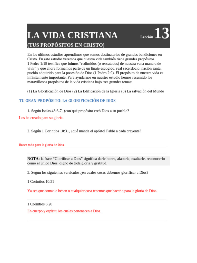 Leccion 13 | PDF | Cristo (título) | Iglesia cristiana