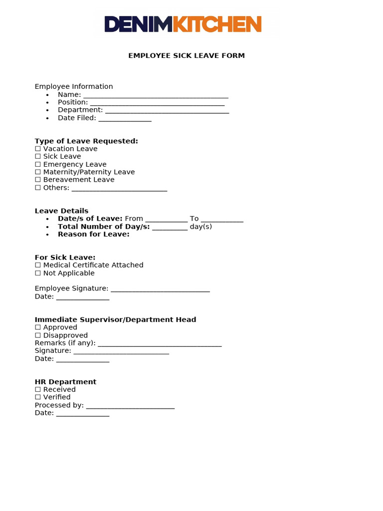 Employee Sick Leave Request Form | PDF
