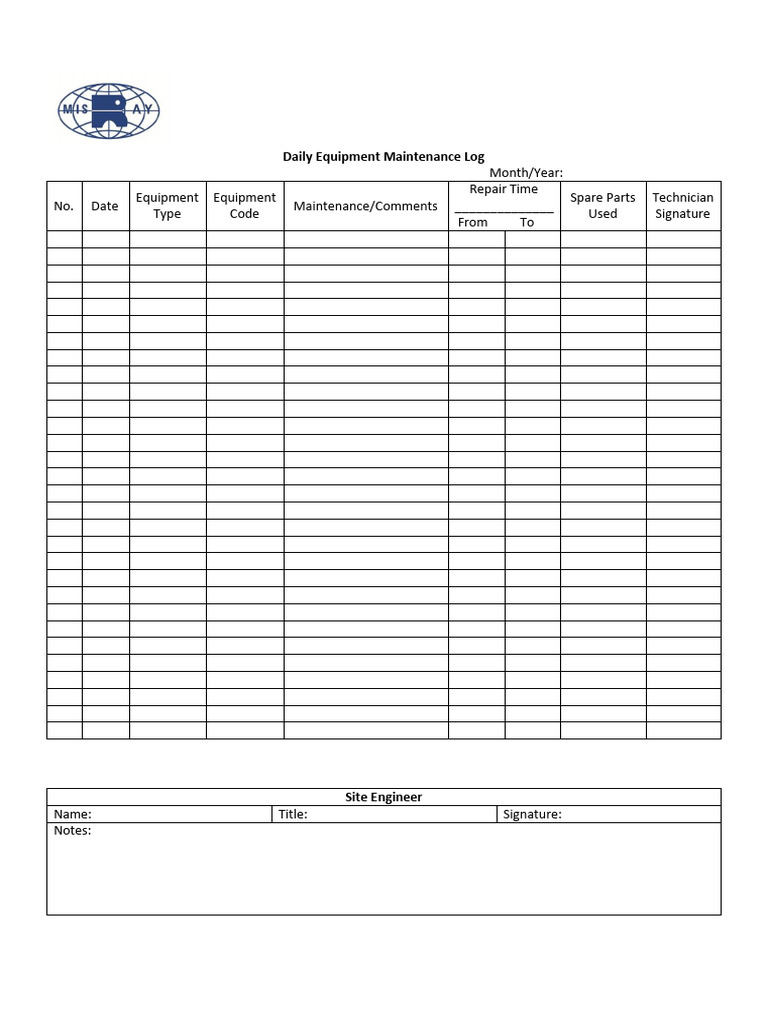 Maintenance Log Edited | PDF