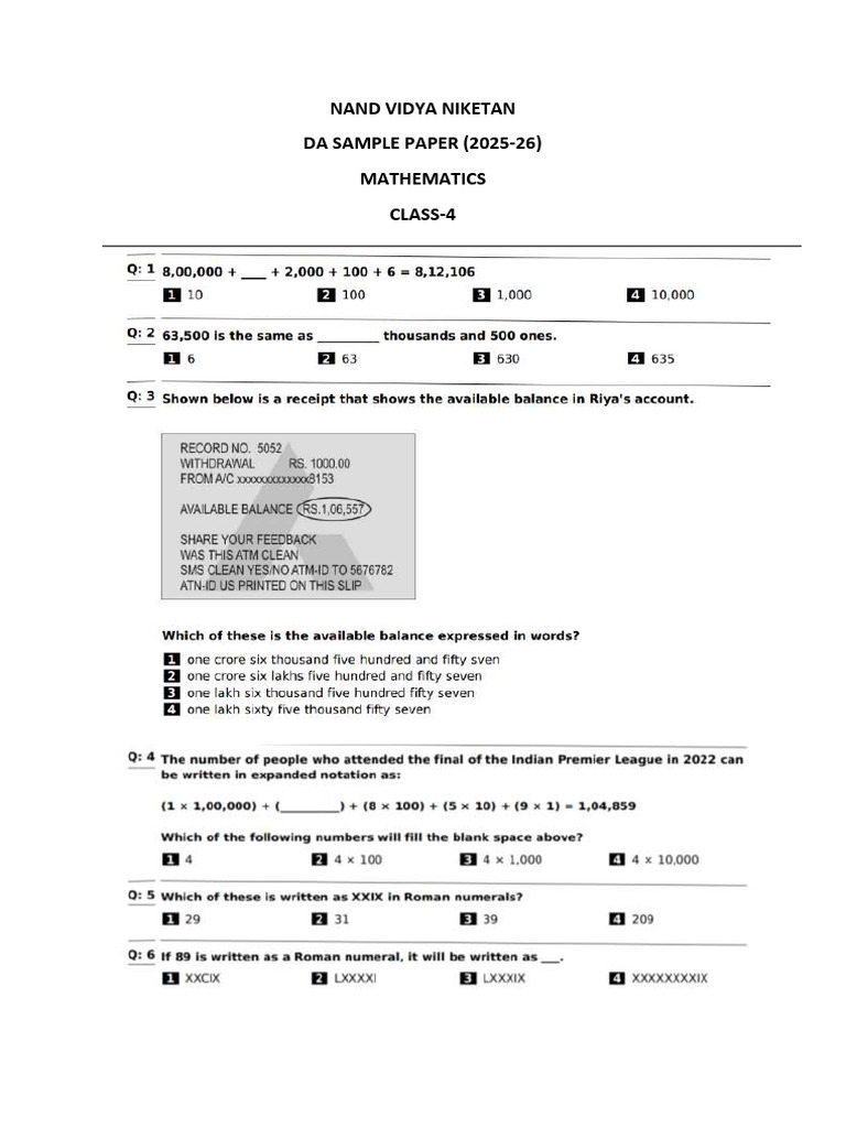 c4 Da Sample Paper (2025-26) | PDF