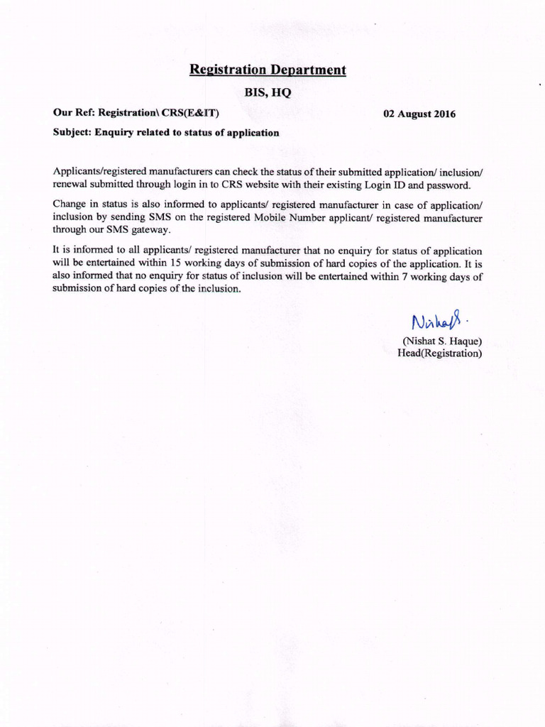 Enquiry Related To Status | PDF