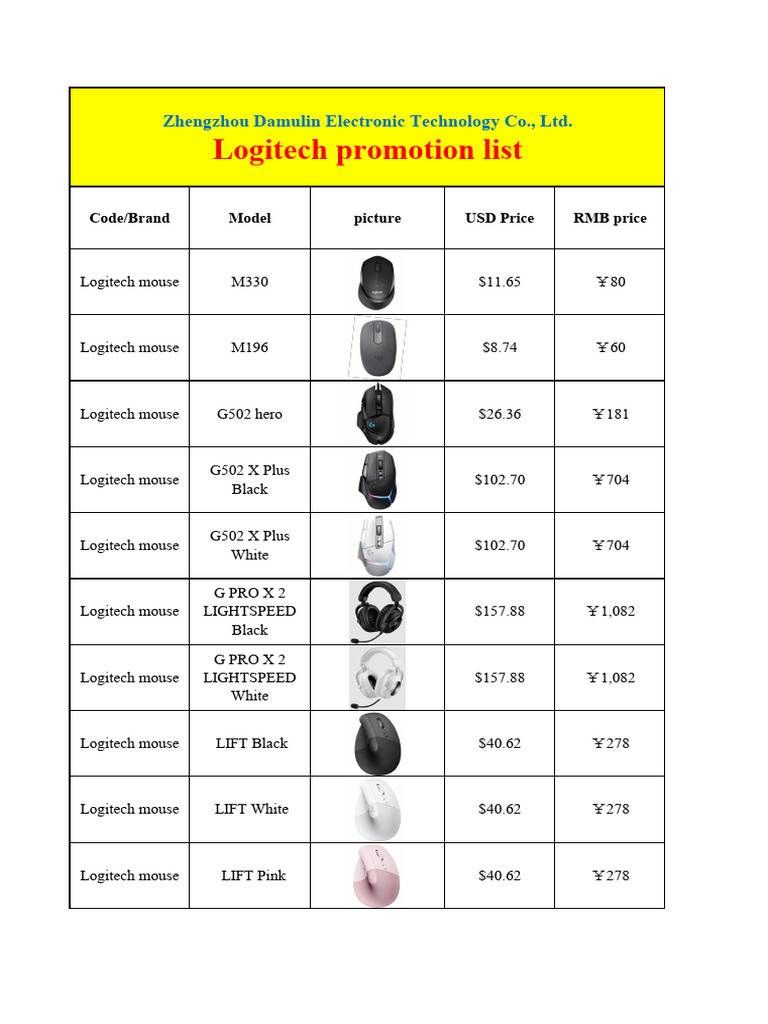 Logitech Mouse Price List | PDF | Human–Computer Interaction | Input/Output