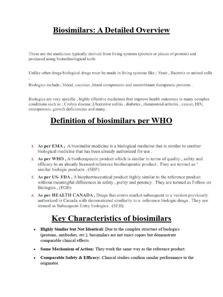 Overview of Biosimilars and Their Challenges | PDF