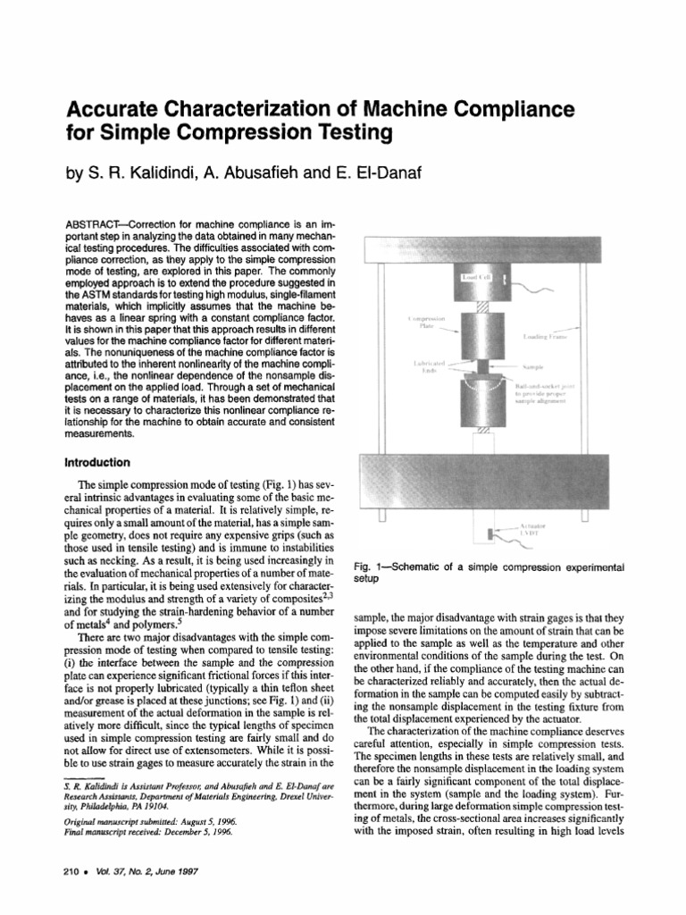 Machine Compliance in Compression Testing | PDF | Deformation ...